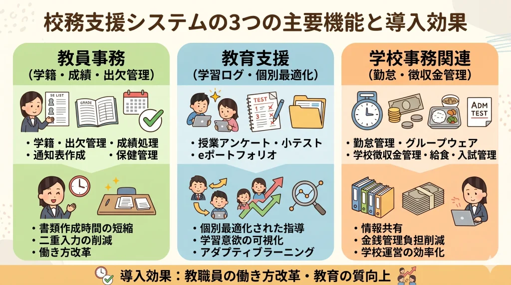 校務支援システムの3つの主要機能と導入効果